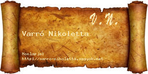 Varró Nikoletta névjegykártya